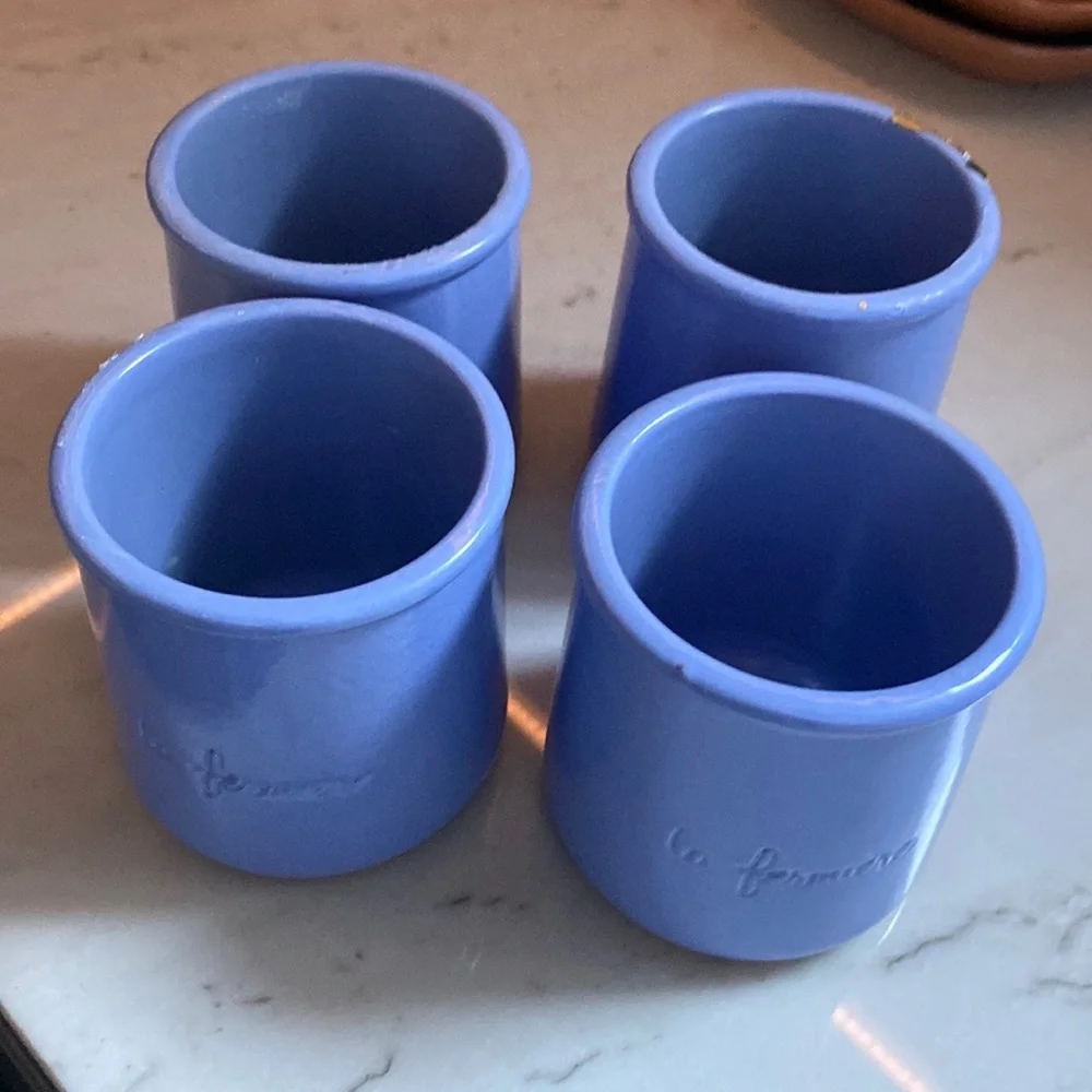 La Fermiere small French crock pots set of 4 lavender color, great for candles!